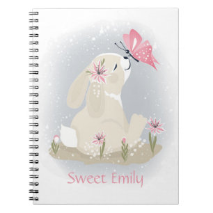 Cute baby Bunny and butterfly. Notebook
