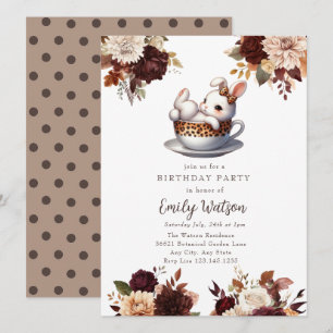 Cute Baby Bunny   Birthday Tea Party Invitation