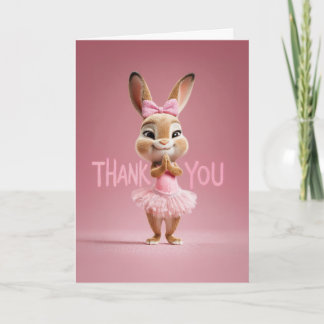 Cute Baby Bunny Girl in Pink Tutu Thank You Card