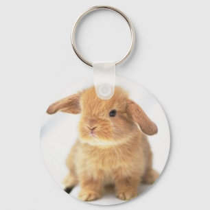 Cute Baby Bunny Happy Easter Design Key Ring