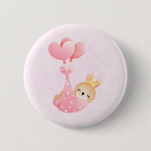 Cute Baby Bunny in a Heart Blanket 6 Cm Round Badge