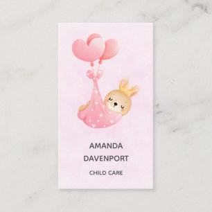 Cute Baby Bunny in a Heart Blanket Business Card
