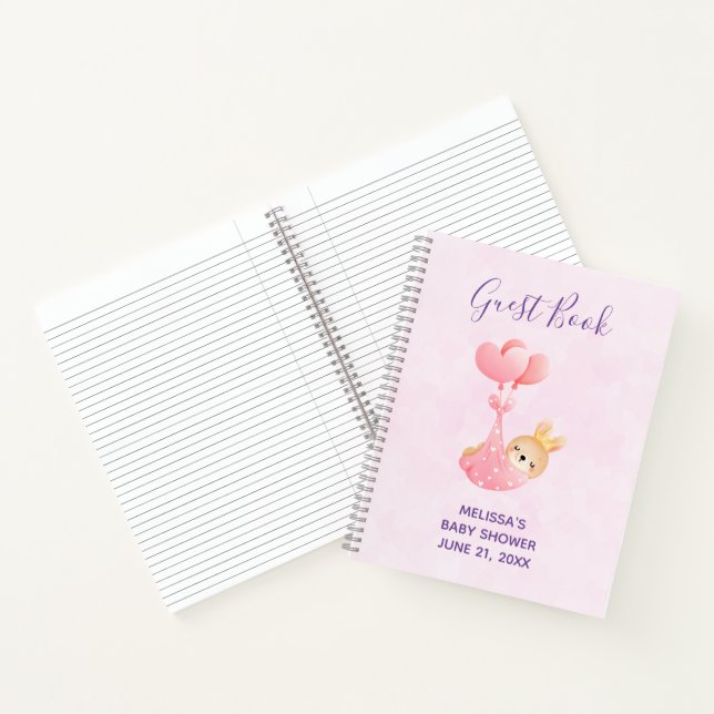 Cute Baby Bunny in a Heart Blanket Guest Book (Inside)