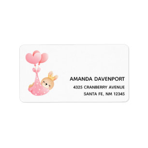 Cute Baby Bunny in a Heart Blanket Label