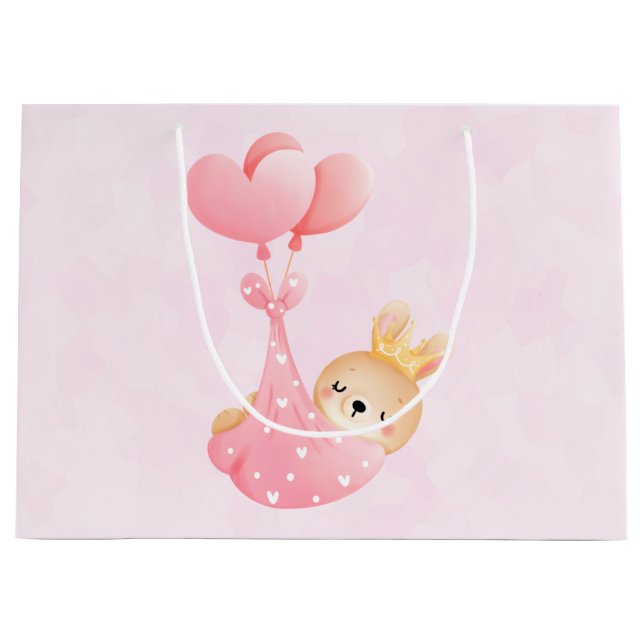 Cute Baby Bunny in a Heart Blanket Large Gift Bag (Front)