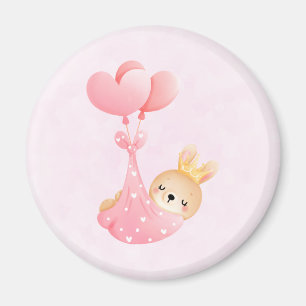 Cute Baby Bunny in a Heart Blanket Magnet