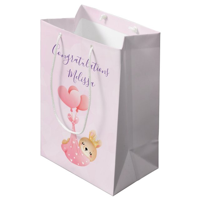 Cute Baby Bunny in a Heart Blanket Medium Gift Bag (Front Angled)