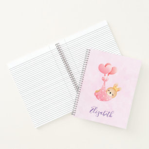 Cute Baby Bunny in a Heart Blanket Notebook