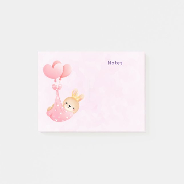 Cute Baby Bunny in a Heart Blanket Post-it Notes (Front)