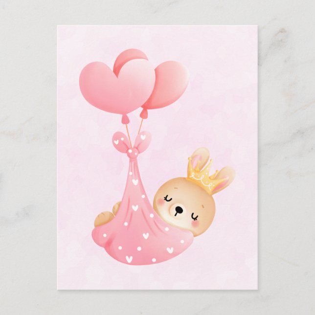 Cute Baby Bunny in a Heart Blanket Postcard (Front)