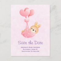 Cute Baby Bunny in a Heart Blanket Save the Date