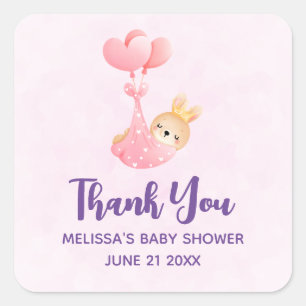 Cute Baby Bunny in a Heart Blanket Square Sticker