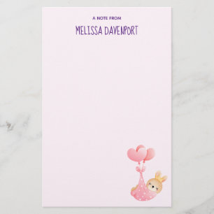Cute Baby Bunny in a Heart Blanket Stationery