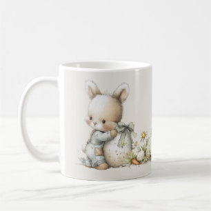 Cute baby bunny in pajamas with an Easter egg Coffee Mug