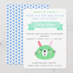 Cute Baby Bunny   Meet & Greet New Baby Invitation