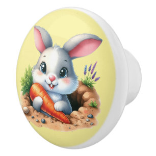 Cute baby bunny nursery  ceramic knob