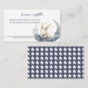 Cute Baby Bunny on Moon with Stars Diaper Raffle Enclosure Card