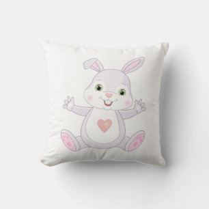 Cute Baby Bunny on White Throw Pillow