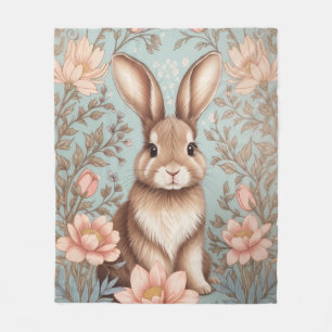 Cute Baby Bunny Pastel Floral Fleece Blanket
