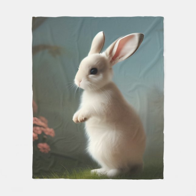 Cute Baby Bunny Portrait  Fleece Blanket (Front)