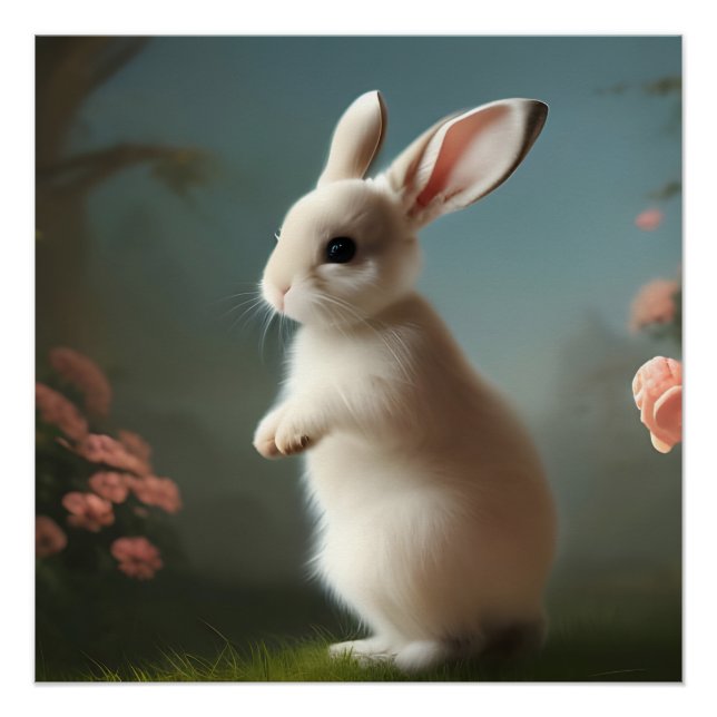 Cute Baby Bunny Portrait  Poster (Front)