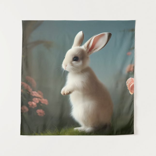 Cute Baby Bunny Portrait  Tapestry (Front)