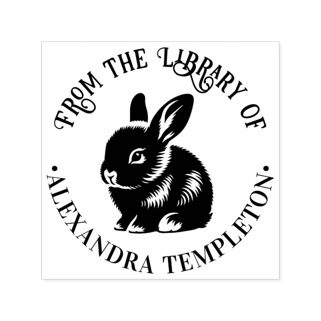 Cute Baby Bunny Rabbit “From the Library of” #1P Self-inking Stamp (Design)