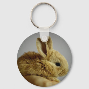 Cute Baby Bunny Rabbit in Hand Key Ring