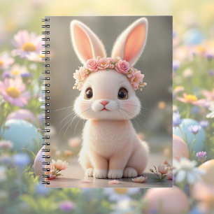 Cute baby bunny with a flower wreath notebook