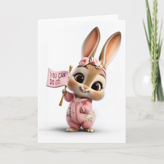 Cute Baby Bunny With Rose Crown Encouragement Card (Front)