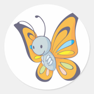 Cute Baby Butterfly Cartoon Classic Round Sticker