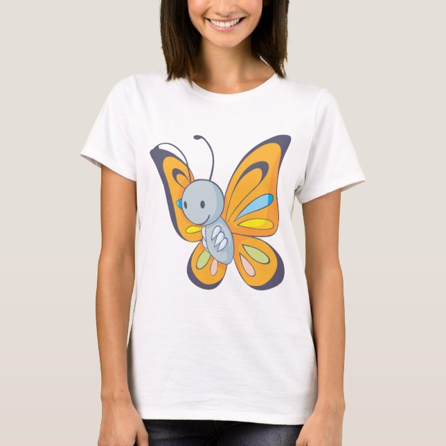 Cute Baby Butterfly Cartoon T-Shirt (Front)