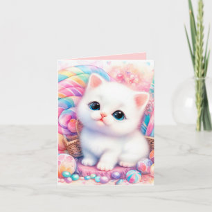 Cute baby candy cat add message any purpose card