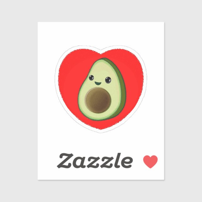 Cute Baby Cartoon Avocado In Red Heart (Sheet)