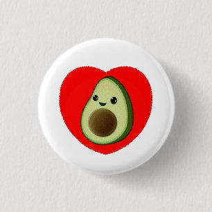 Cute Baby Cartoon Avocado In Red Heart 3 Cm Round Badge