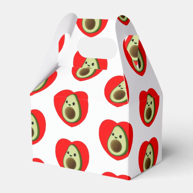 Cute Baby Cartoon Avocado In Red Heart Favour Box (Front Side)