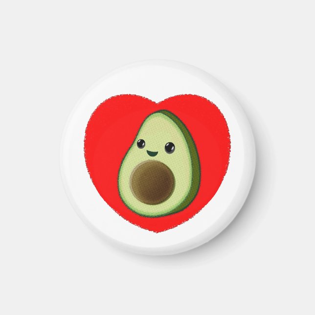 Cute Baby Cartoon Avocado In Red Heart Magnet (Front)