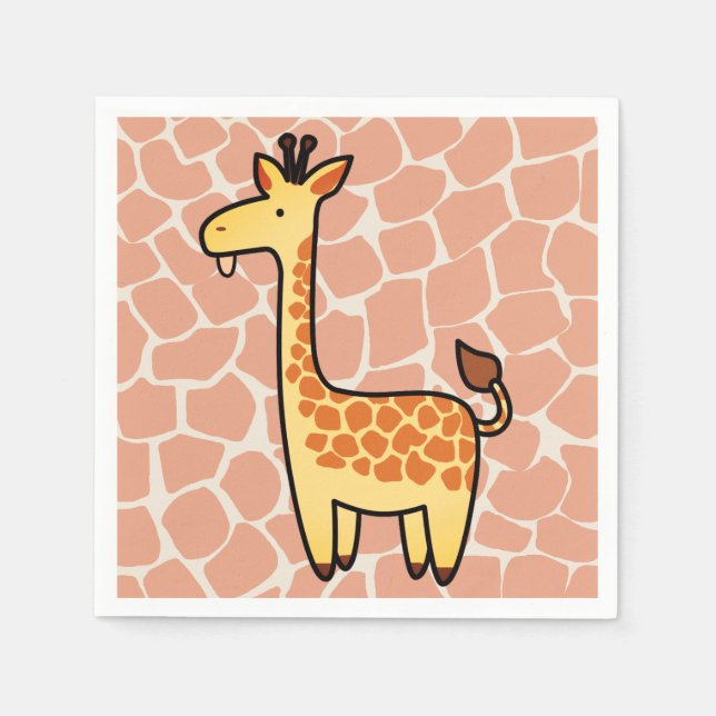 Cute Baby Cartoon Giraffe Baby Showe Napkin (Front)
