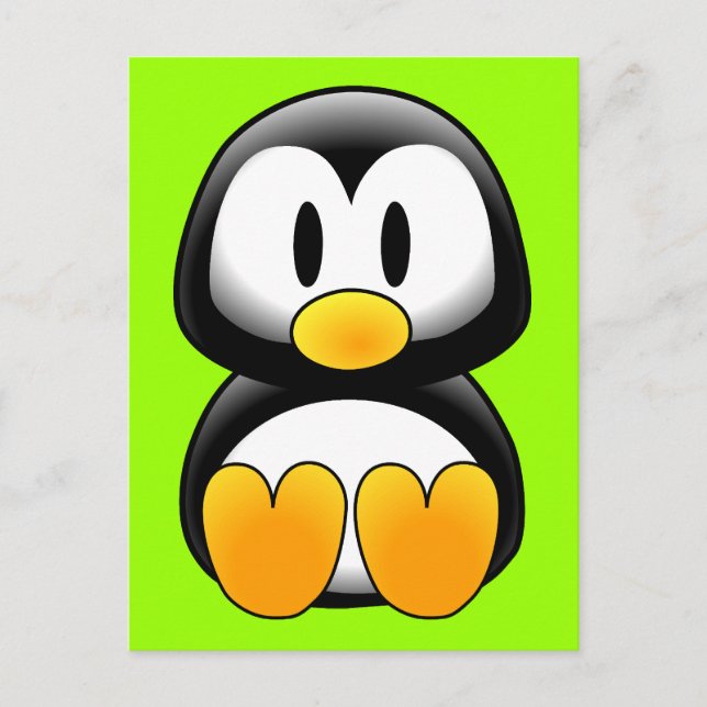 Cute Baby Cartoon Penguin Postcard (Front)