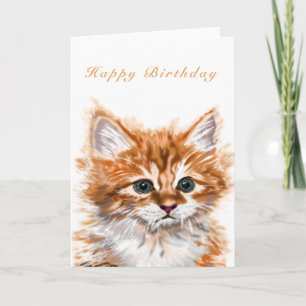 Cute Baby Cat Birthday Card with Custom Text
