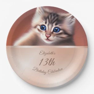 Cute Baby Cat   Custom Birthday Paper Plates