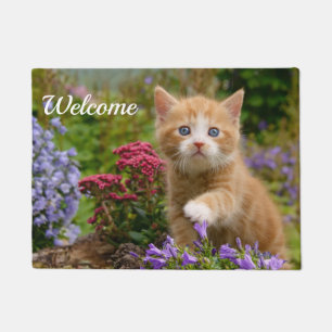 Cute Baby Cat Kitten Playing Photo Head - Welcome Doormat