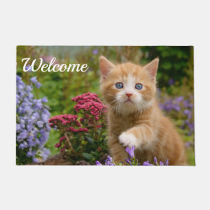 Cute Baby Cat Kitten Playing Photo Head // Welcome Doormat