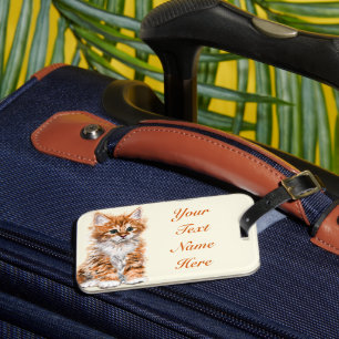 Cute Baby Cat Luggage Tag Custom Text Name