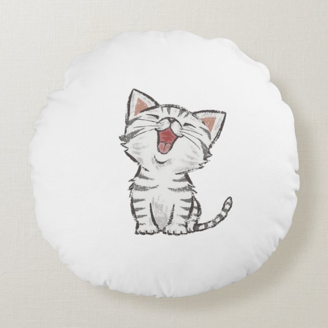 Cute baby cat round cushion (Front)