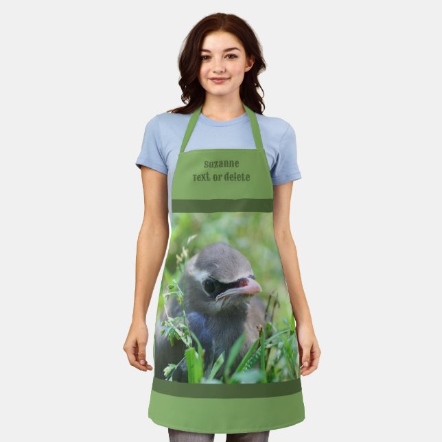 Cute Baby Cedar Waxwing Bird Personalised Apron (Worn)