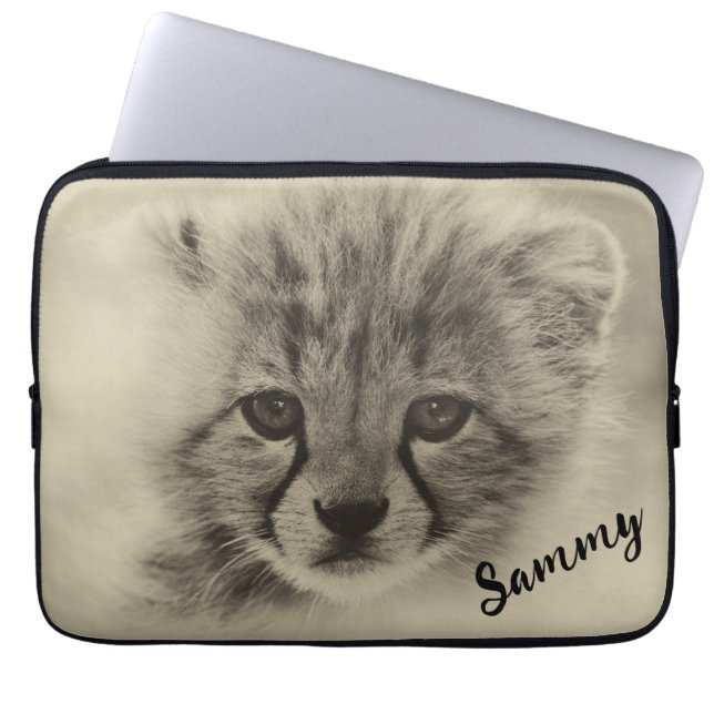 Cute Baby Cheetah laptop sleeve (Front)