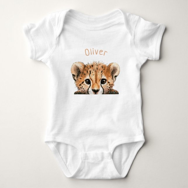 Cute Baby Cheetah Personalised Bodysuit (Front)