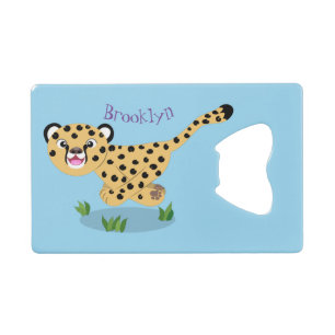 Cute baby cheetah running cartoon illustration