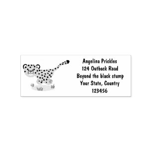 Cute baby cheetah running cartoon illustration rubber stamp
